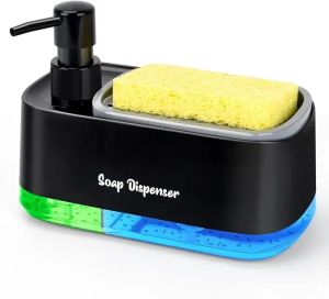 Bộ Dụng Cụ Sắp Xếp Bồn Rửa Nhà Bếp 3 Trong 1 Với Hộp Đựng Xà Phòng Và Giá Đỡ Miếng Bọt Biển Máy Bơm Xà Phòng Dạng Bọt Kép Tiết Kiệm Không Gian Trên Mặt Bàn Tiện Dụng Cho Việc Vệ Sinh Và Cất Giữ.