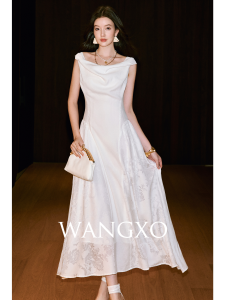WANGXO | Viscose Flowy Texture Sleeveless Drape Dress