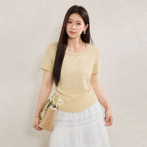 Oversized Hand-beaded Crew Neck Short-sleeved T-shirt