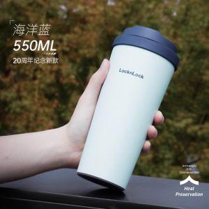 Lock&Lock 20th Anniversary Stainless Steel Insulated Water Bottle Men Women Thermal Cup Coffee Cup 550ml Plastic Lid