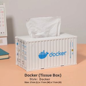 Innovative One Maersk Shipping Container Tissue Box Creative Paper Towel Holder Office Decorative 3D Embedded ABS PP