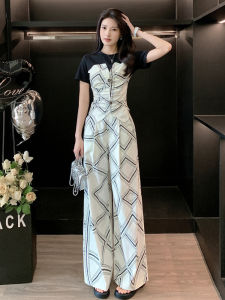 SUYE | Youthful and Slimming Womens Jumpsuit Set Loose Leg Pants Splice Design