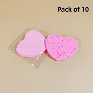 Compressed Heart Shaped Facial Cleansing Sponge Wood Pulp Cotton Expands When Wet for Deep Cleaning Skin Refreshing Makeup Removal