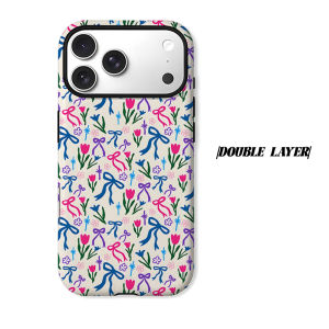 BILIBILI | colorful bow tulip Phone Case for iPhone 18 17 16 15 14 13 12 11 Air Pro Max Plus Double-layer Cover