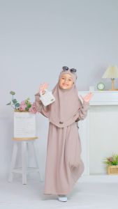Baju Muslim Anak Perempuan 3 sampai 12 tahun Bonus Kerudung