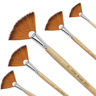 Paint Brushes 5 Pieces Fan Paint Brush Artists Nylon Brushes for Acrylic Watercolour and Oil Painting