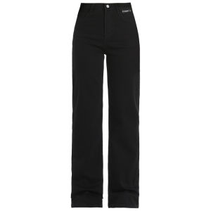 Loose High Waist Womens Straight Jeans Leisure Vintage Y2K Black Flare Denim Pants Slim Fit Stretch Casual Solid Trousers