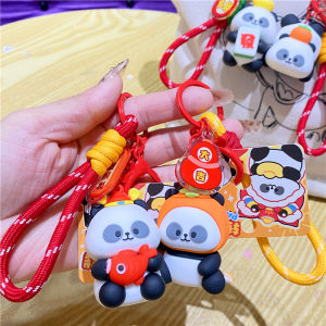 Creative Cartoon Panda Keychain Bag Car Decorations Couple PVC plus Hardware Festive Gifts Popular Elements Chinese Trend
