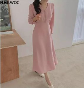 ●ECLAIRE● 02A Dress Midi Crincle Lengan Panjang Longsleeves Basic Polos Dasar Kasual Casual Korea Modis Kerja Mode Kantor Santai Aqila