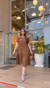 COD Dress Viona Crinkle Airflow Premium Rempel Susun Busui Tali Belakang Devino Style