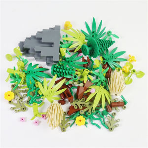 100PCS พืช DIY Building Blocks ของเล่นใช้งานร่วมกับ City Mountain Forest ไม้ไผ่น้ําและหญ้า MOC ของเล่นก่อสร้าง i