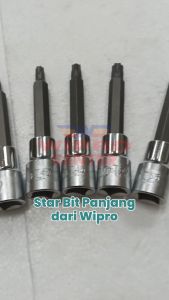 WIPRO Mata Socket Star Bit T45 x DR 1/2\" / Kunci L Bintang Panjang
