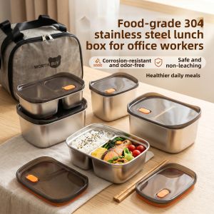 WODEBAIHUI | Insulated 304 Stainless Steel Lunch Box Set Large Capacity Portable