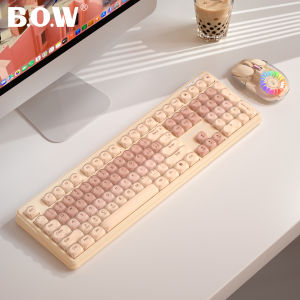 B.O.W | 3-Mode Wired Wireless Bluetooth Keyboard and Mouse Set RGB Backlit Silent