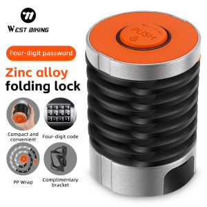 WEST BIKING Folding Bike Lock Combination Anti-theft Lock Portable E-Bike Heavy Duty Chain Lock Bicycle Cycling Accessories