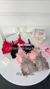 LadyLuxe - Bra BH Push Up Busa Tebal Tanpa Kawat Motif Bunga Tali Silang Pakaian Dalam Sorex BR136