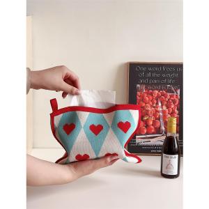 ถุงผ้าเช็ดหน้ารูปหัวใจถักสำหรับตกแต่งบ้าน ห้องนั่งเล่น ห้องนอน โต๊ะทานข้าว กล่องผ้าเช็ดหน้า ตกแต่งโต๊ะ เครื่องประดับระดับไฮเอนด์