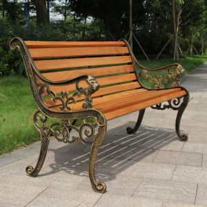 Thickened Outdoor Park Bench Real Wood Anti-corrosion Wood Backless Double Person Iron Art Furniture Garden Seat Home Decor