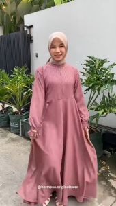 Hermosa - Gamis Emboss Daun Pandan Wolfis Premium Umbrella 4m