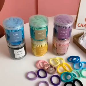 Hộp 50 dây chun thun cột tóc nhiều màu sắc dễ thương phong cách Hàn Quốc