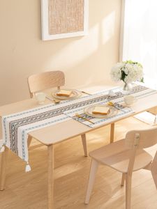 Tấm Trải Bàn Vải Lanh Cotton Phong Cách Bắc Âu Đơn Giản Hiện Đại Tấm Trải Bàn Dài Cho Bàn Trà TV Tấm Trải Bàn Dài Hình Chữ Nhật