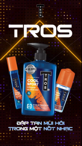 Combo hè năng động TROS Cool Sport Set sữa tắm nam 450ml lăn khử mùi xịt khử mùi 100ml dành cho người yêu thể thao hương nước hoa Thái Lan