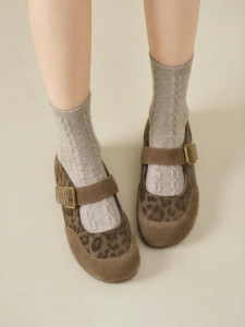 Josiny | French Vintage Leopard Print Mary Jane Shoes