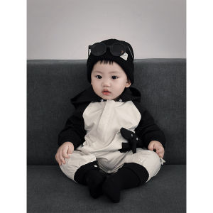 เสื้อคลุมกันหนาวลายช้างลายการ์ตูนสำหรับเด็กผู้ชาย ฤดูใบไม้ร่วง 2024 ชุดกันหนาวแบบลำลอง ชุดกันหนาวแบบสวมหัวสองชั้น ชุดเด็ก