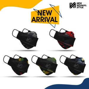 CMK-30 Masker Kain 3 ply Lapis Hijab Distro Korea Headloop Earloop Motif Pria Cowok Premium Keren