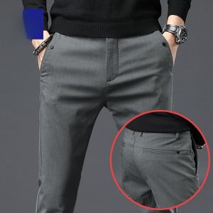 Slim Fit Casual Pants For Men Business Style Elastic Waist Long Trousers Fashionable Straight Leg Spring Summer New Arrival