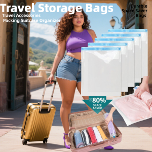 8 Pack Roll Up Compression Bags Vacuum Storage Bags Hand Roll Durable Space Saver Bags For Clothes Clothing Travel Accessories