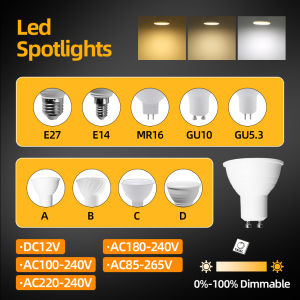 LED Dimmable/ Non Dimmable GU10 Light Bulb 120º Track Light Bulb 5W 6W 7W Spot Light Bulb Eyeball Lamp--GU10/MR16/GU5.3/E27/E14/MR11 Spotlight Bulb Eye Ball Ceiling Downlight 110v 220v dc12v Track Light Bulb Energy Saving 24° 38° 120º Home Hotel Lighting