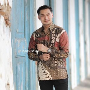 Baju Batik Pria Mewah Premium Aluna Keren Untuk Pesta Pernikahan Tebaru Kekinian Lengan Panjang PCW 072