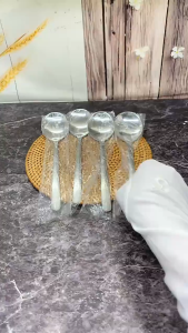 ALAT DAPUR SERBAGUNA SENDOK MAKAN SENDOK SAYUR BAHAN STAINLESS MOTIF KOREA DENGAN GAGANG AESTHETIC