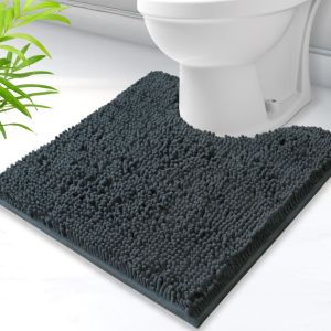 Toilet Rug U-Shaped Super Absorbent Chenille Bathroom Mats Non-Slip Backing Machine Washable For Bathrooms Floor Decoration