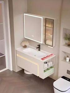 MAKEMINGTUO | Narrow Storage Side Beehive Aluminum Ceramic Integral Basin Vanity