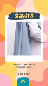 Azmeela Zahira Hijab Dengan Aksen Serut Pada Bahu Kanan dan Kiri