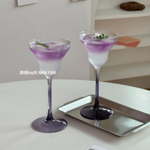 Elegant Purple Highball Glass for Home Use Luxury Female Creative Artistic Cocktail Sherry Champagne Glass Transparent Ins Style