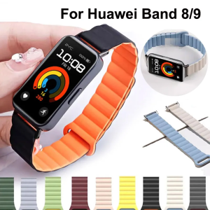MAFAM【Baru Ready🚀】✨Tali Magnetic Strap For Huawei Band 10 9 8 Replacement Strap For Huawei Band 9 8 NFC Version New Two-Color Silicone Sports Huawei Bracelet Waterproof Strap
