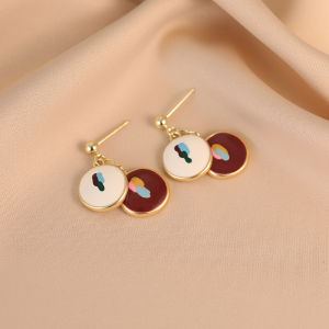 Handmade Color Block Retro Hong Kong Style Womens Earrings No Piercing Required Mosquito Coil Tray Fashion Jewelry Ear Clips