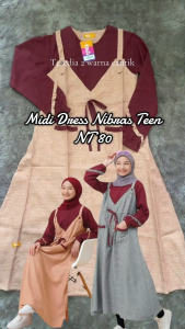 Baru Gamis Midi Dress Muslimah Remaja Nibras NT 80 NT 080 Material Meralda mix Monalisa Midi Dress