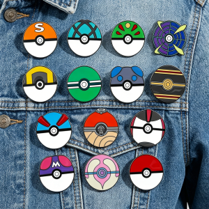 Bandai | Assorted Pokeball Enamel Pins Anime Lapel Badges Pokemon Brooches for Clothing Backpack Denim Jacket Decor Collectible Pin Gift