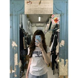 Áo Thun Cotton Tay Ngắn Phong Cách Hàn Quốc in Chữ Đơn Giản Dành Cho Nam Và Nữ Áo Thun Cotton Nguyên Chất Mùa Hè Đa Năng