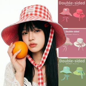 Korean Style Plaid Sun Protection Fisherman Hat