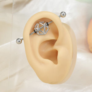 1 Pcs Stainless Steel Bow Butterfly Pendant Female Punk Industrial Barbell Cartilage Earring Tragus Long Spiral Piercing Jewelry
