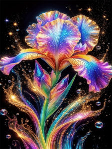 HUACAN Diamond Art Painting Iris Flower Full Drill Diamond Mosaic Kit Floral Arts And Crafts Picture Of Rhinestones