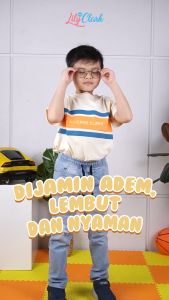 Lily And Cark Kaos Anak Laki-Laki Dengan Tampilan Keren Warna Cream Combine Tosca Orange KLC61