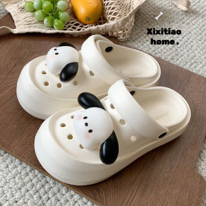น่ารัก รองเท้าแตะส้นหนาสองทาง ผู้หญิง รองเท้าแตะ ระบายอากาศได้ดี รองเท้าแบบสวม ทันสมัย รูสุนัขกันลื่น ดีไซน์ ฤดูร้อน รองเท้าแตะ