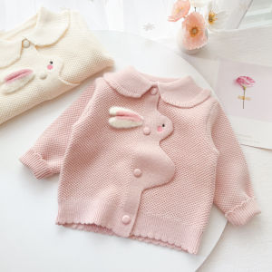 Áo Len Cardigan Dệt Kim Cho Bé Gái Áo Khoác Ngoài Hình Thỏ Nhỏ Áo Khoác Ngoài Thường Ngày Cho Trẻ Em Áo Len Dệt Kim Cho Bé Gái