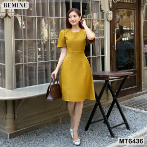 Đầm công sở chạy chỉ tùng xoè BEMINE MT6436
